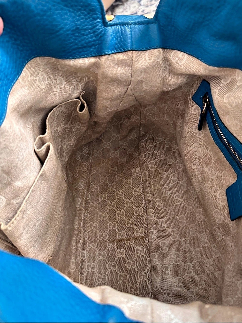 Gucci Bamboo Handle Hobo Bag Shoulder Bag Blue - Picture 15 of 16